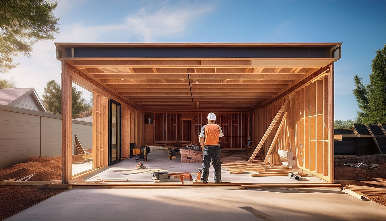 Contractor converting a Los Angeles garage into a JADU with a small kitchenette