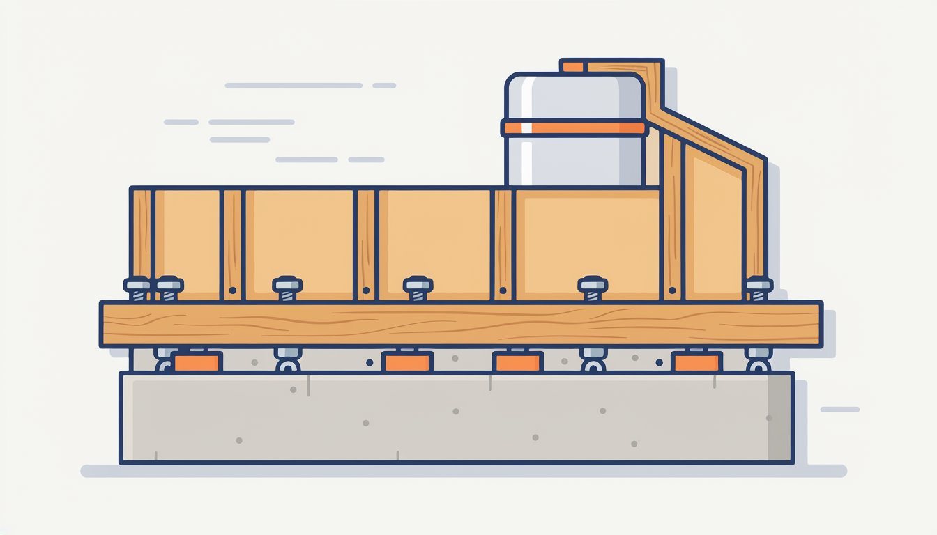 Cutaway of a raised foundation with anchor bolts, braced cripple walls and a strapped water heater