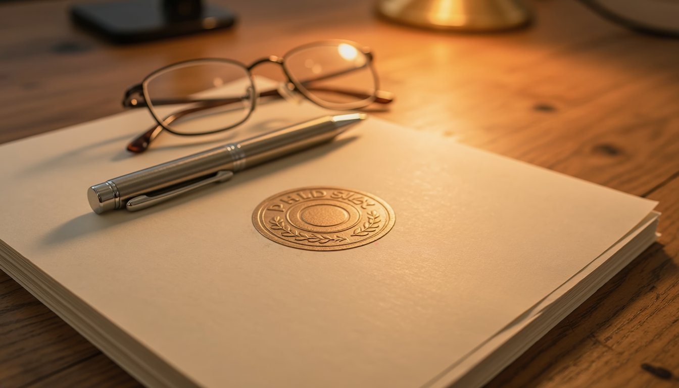 Stamped structural engineering report with a professional engineer seal on a desk
